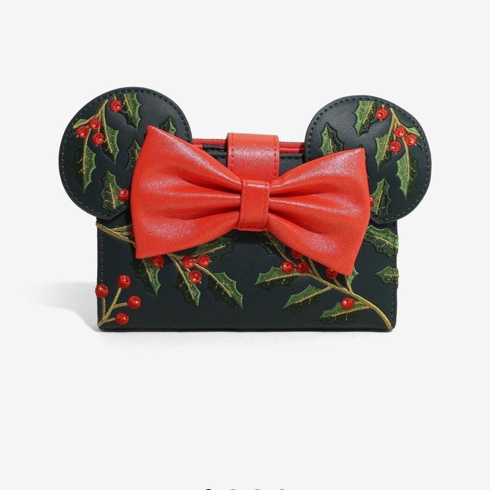 Loungefly Disney Minnie Mouse Holiday Holly Zip Wallett NWT